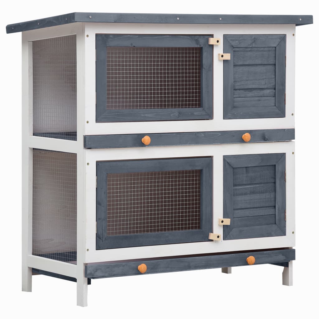 vidaXL Rabbit Hutch Bunny Cage Pet House for Small Animals Solid Pine Wood VidaXL