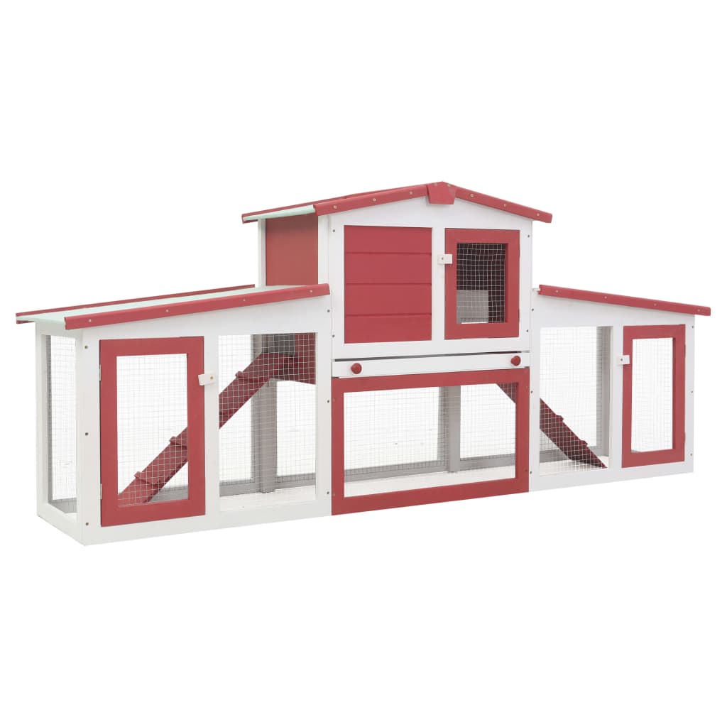 vidaXL Rabbit Hutch Bunny Cage with Pull Out Tray and Ramp Solid Pine Wood VidaXL
