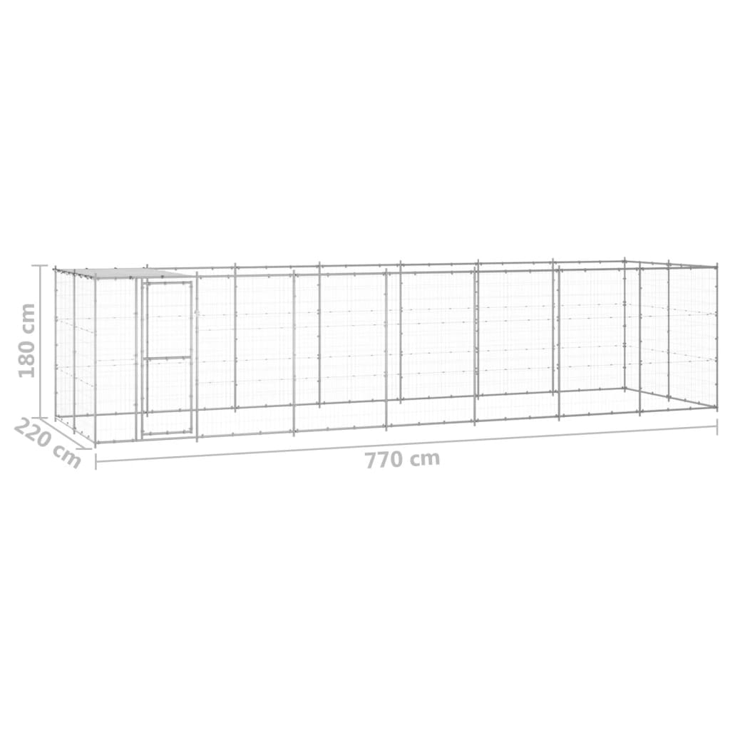 vidaXL Outdoor Dog Kennel Galvanized Steel with Roof 182.3 ft² VidaXL