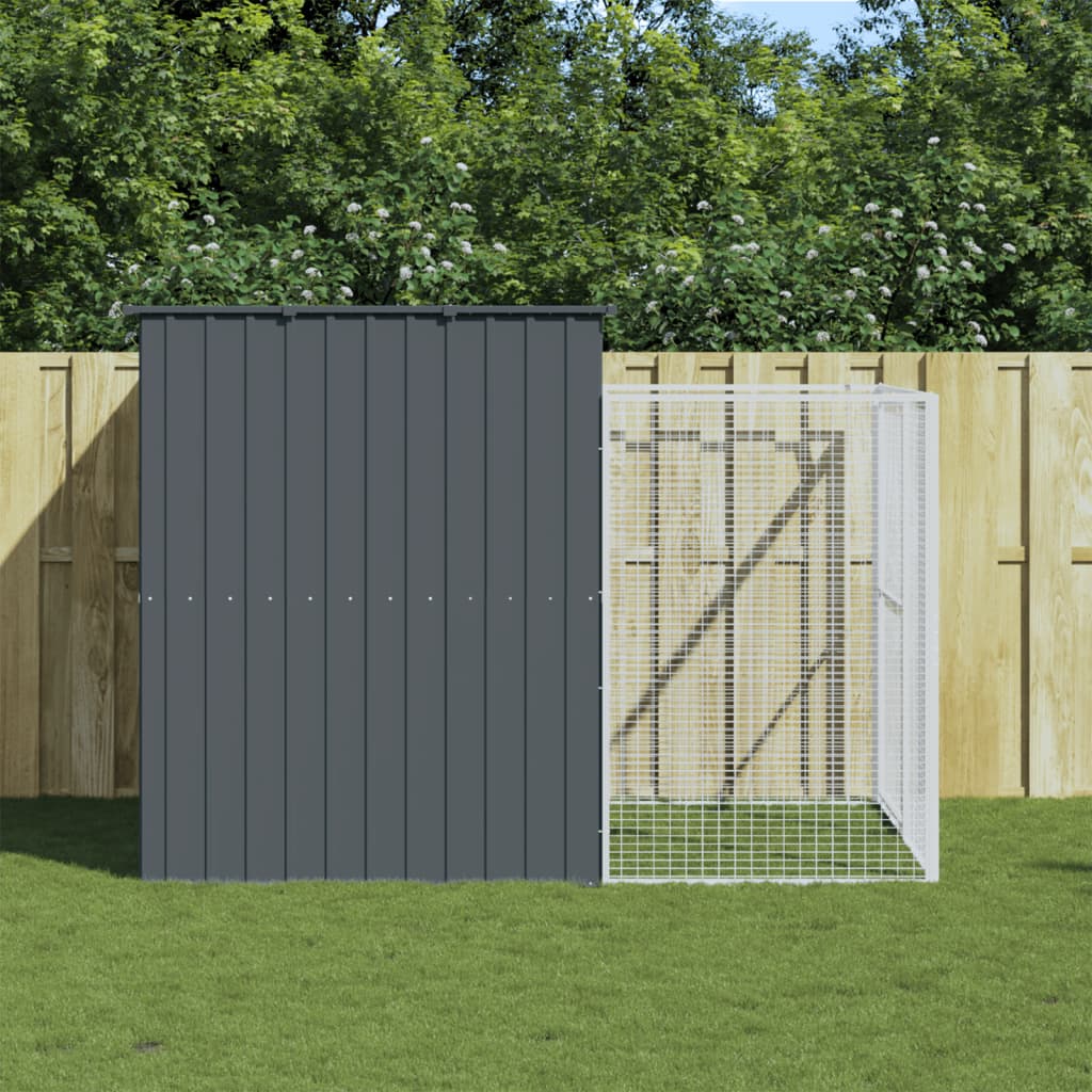 vidaXL Dog House Outdoor Dog Kennel Animal Cage with Roof Galvanized Steel VidaXL