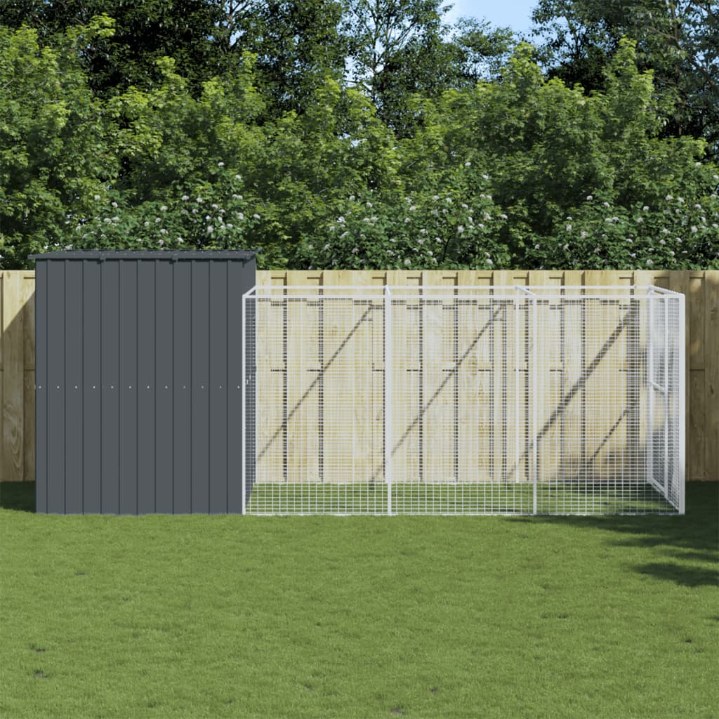 vidaXL Dog House Outdoor Dog Kennel Animal Cage with Roof Galvanized Steel VidaXL