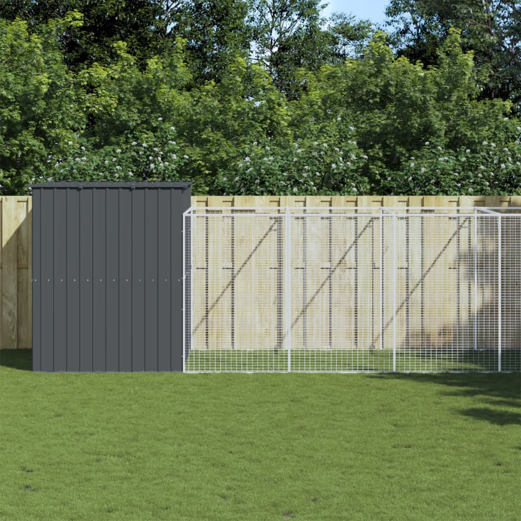 vidaXL Dog House Outdoor Dog Kennel Animal Cage with Roof Galvanized Steel VidaXL