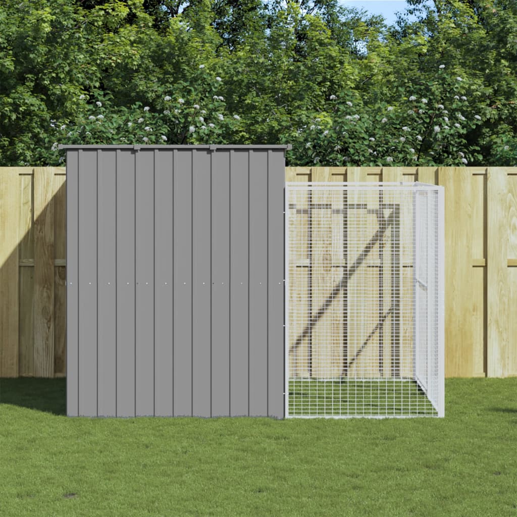 vidaXL Dog House Outdoor Dog Kennel Animal Cage with Roof Galvanized Steel VidaXL
