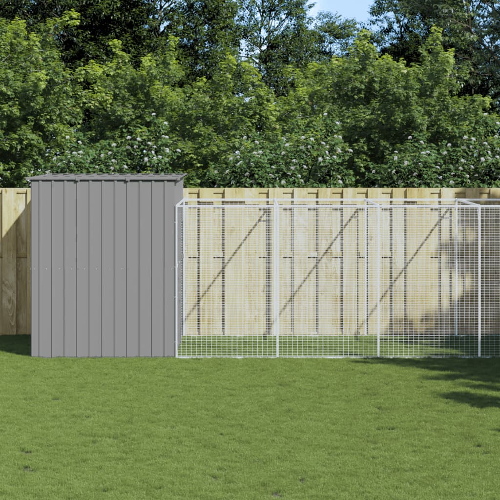 vidaXL Dog House Outdoor Dog Kennel Animal Cage with Roof Galvanized Steel VidaXL