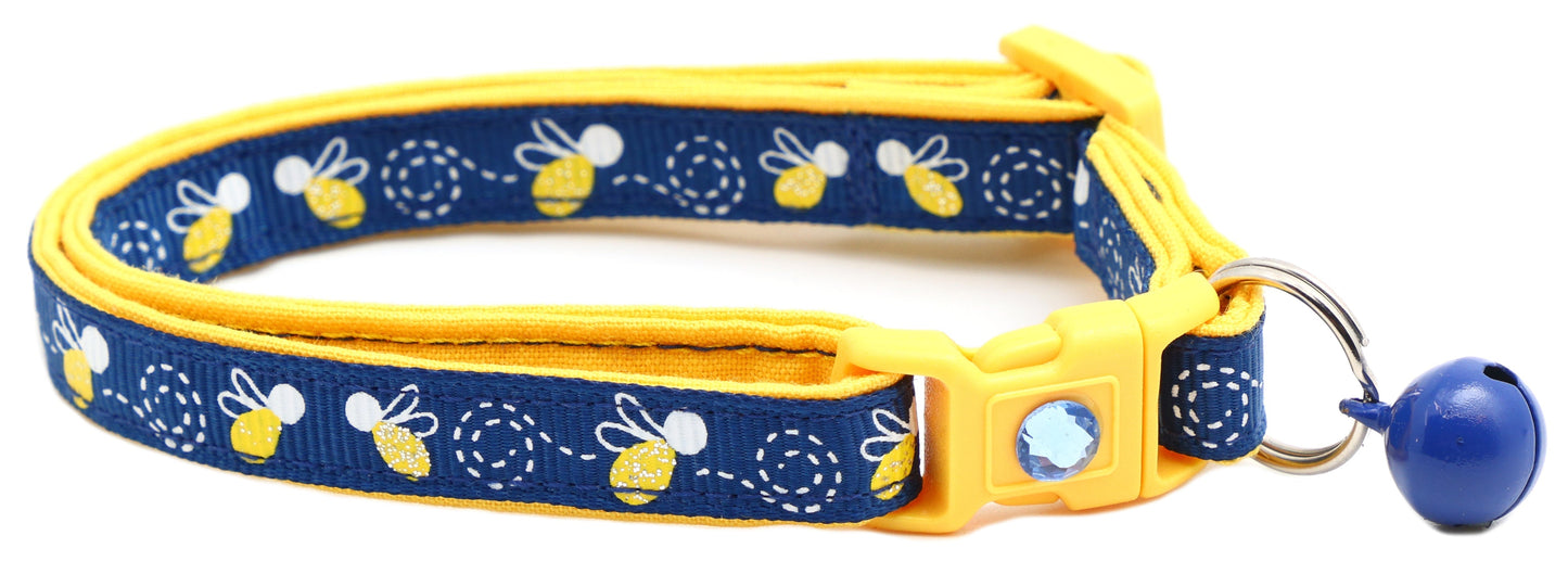 Fire Flies on Navy Cat Collar Pugs2Persians