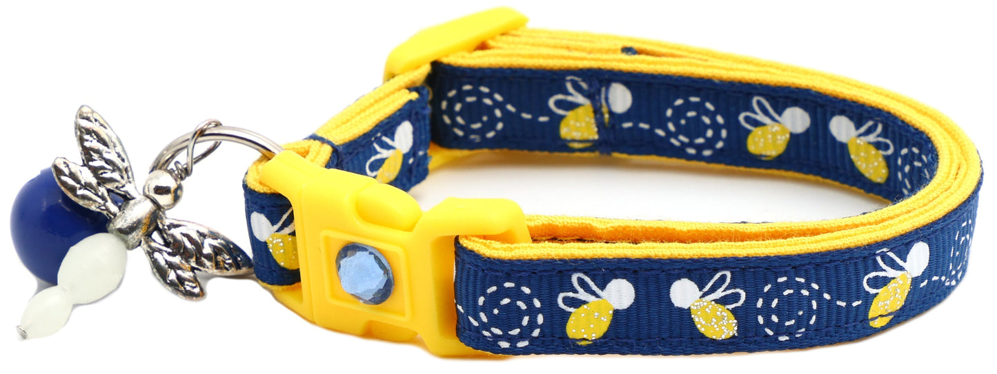 Fire Flies on Navy Cat Collar Pugs2Persians