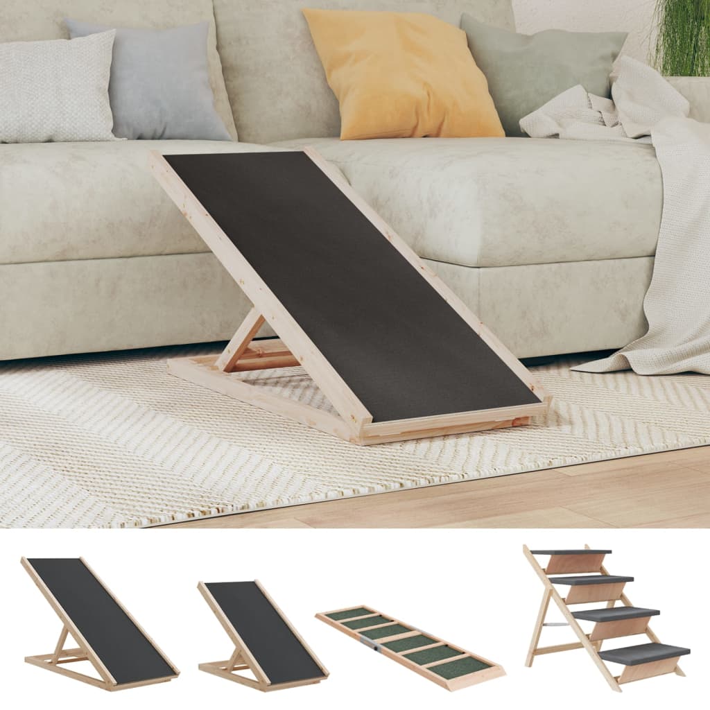 vidaXL Dog Ramp Foldable Adjustable Canine Ramp for Car Bed Solid Wood Fir VidaXL
