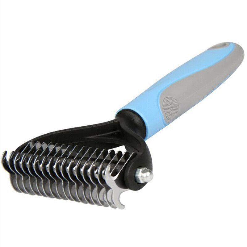 Grooming Brush For Pet Dog Cat Deshedding Tool Rake Comb Fur Remover Reduce 2-Side Dematting Tool For Dogs Cats Pets Grooming Brush Double Sided Shedding And Dematting Undercoat Rake Hair Removal Comb Dog Hugs Cat