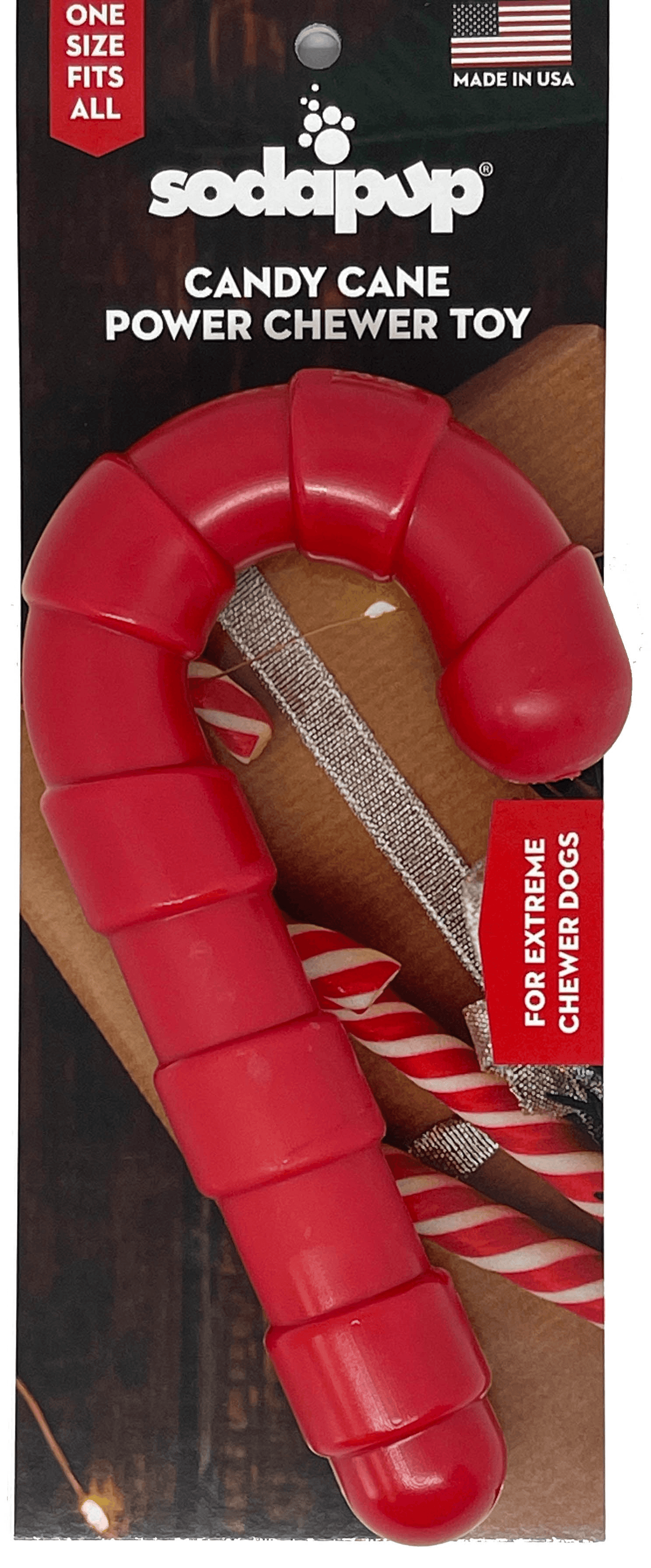 Ultra-Durable Candy Cane Chew Toy for Aggressive Chewers SodaPup