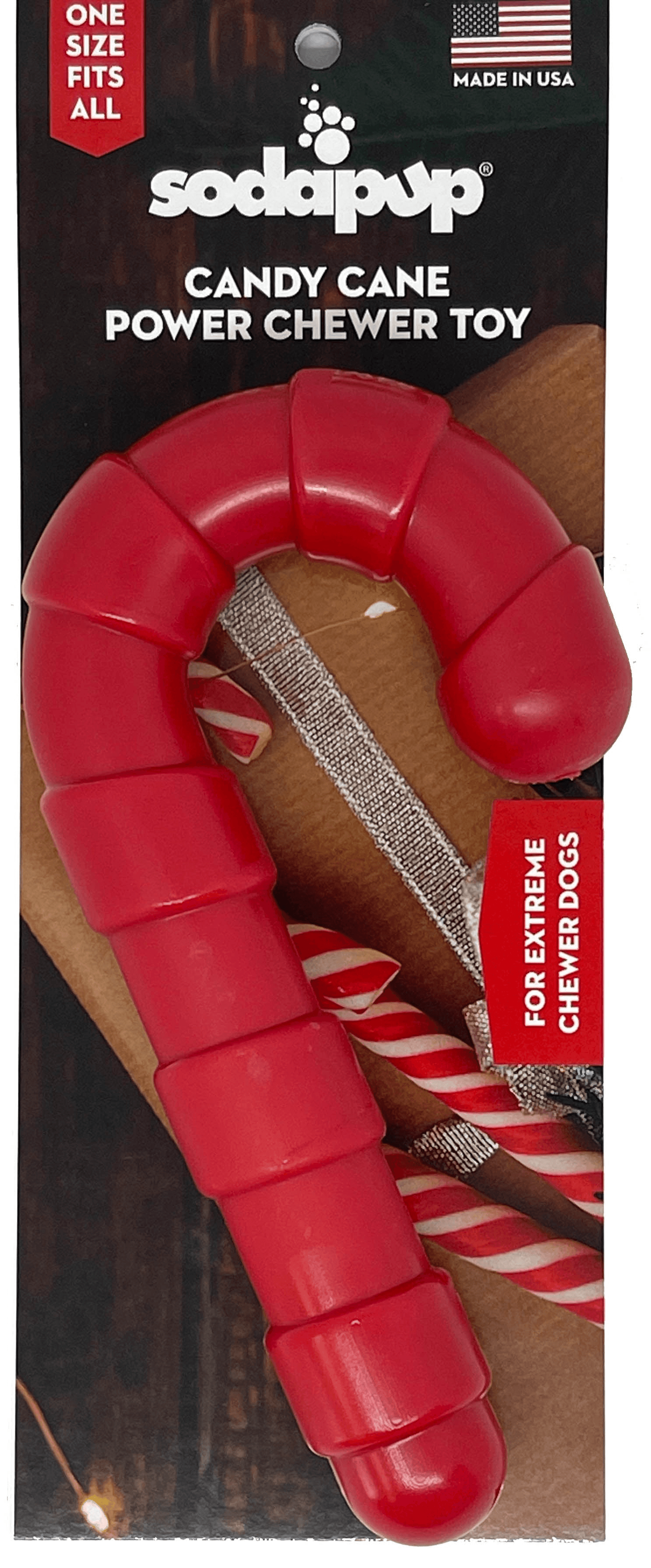 Ultra-Durable Candy Cane Chew Toy for Aggressive Chewers SodaPup