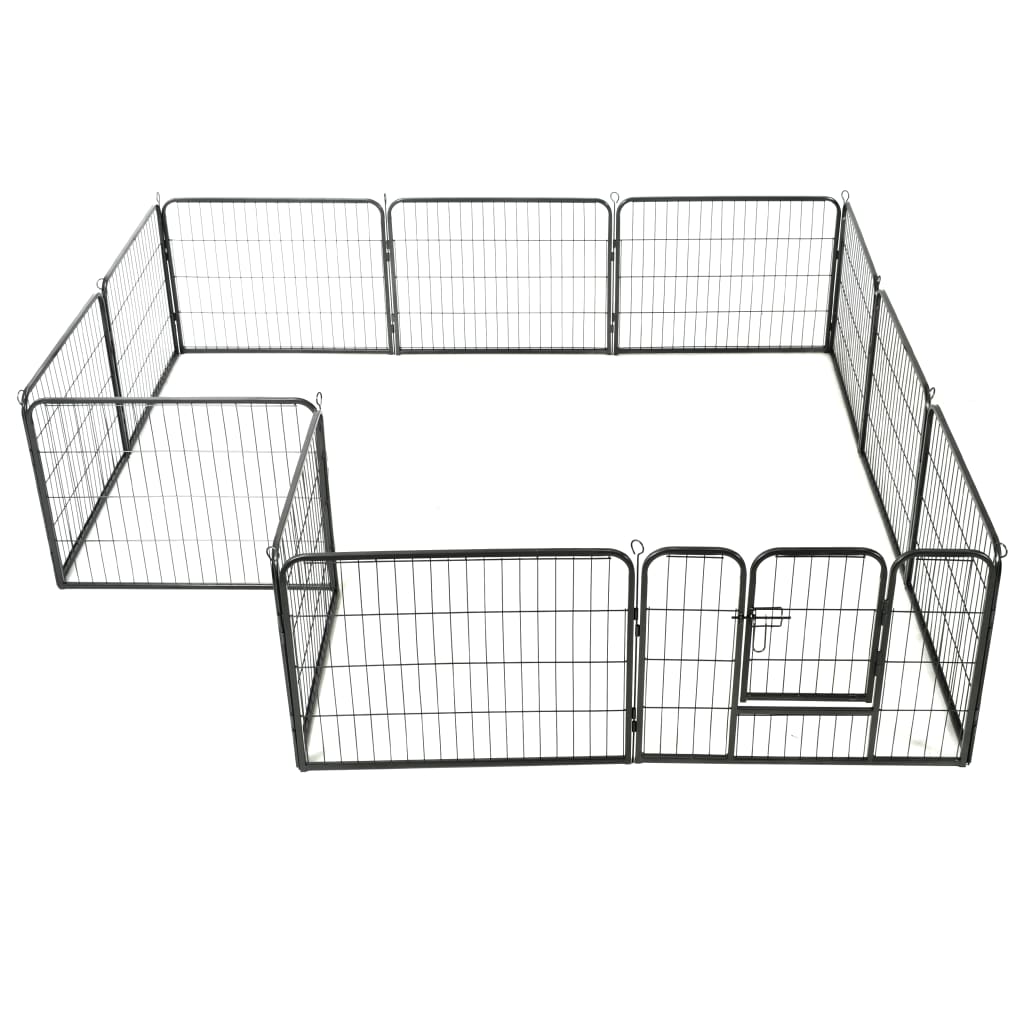 vidaXL Dog Playpen 12 Panels Steel 31.5"x23.6" Black VidaXL
