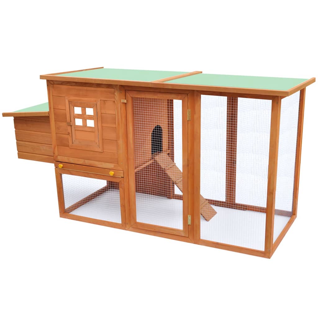 vidaXL Chicken Coop and Run Hen House with Nesting Box and Ramp Solid Wood VidaXL