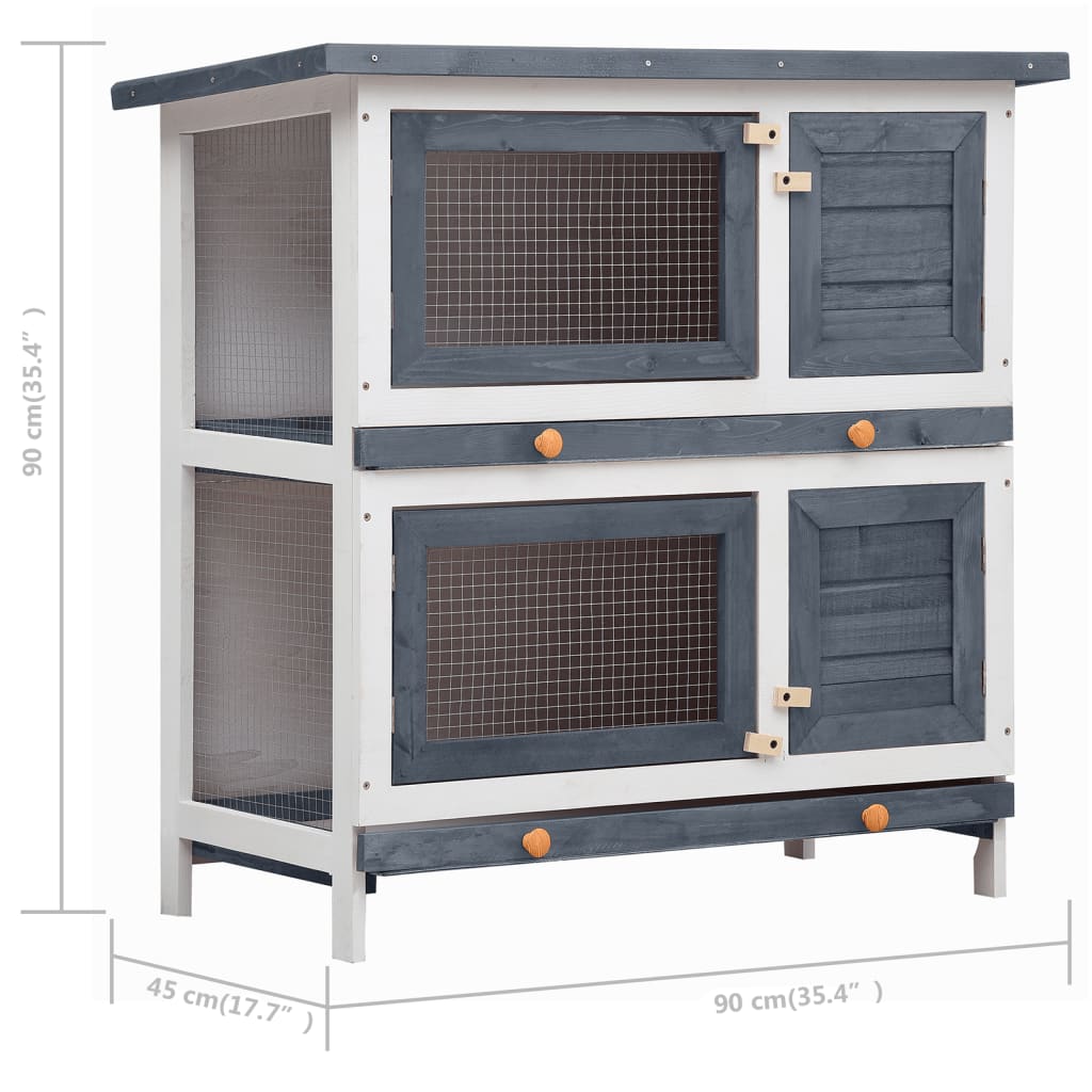 vidaXL Rabbit Hutch Bunny Cage Pet House for Small Animals Solid Pine Wood VidaXL
