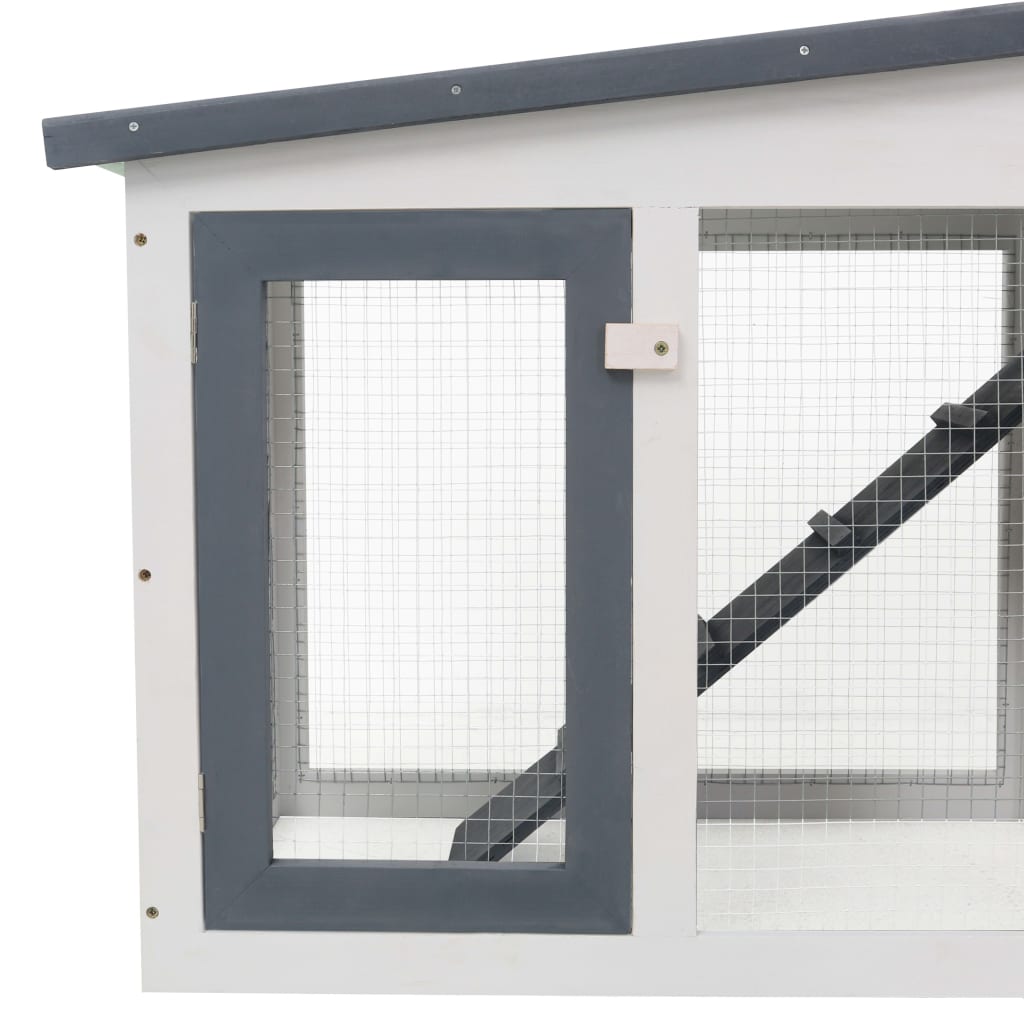 vidaXL Rabbit Hutch Bunny Cage with Pull Out Tray and Ramp Solid Pine Wood VidaXL