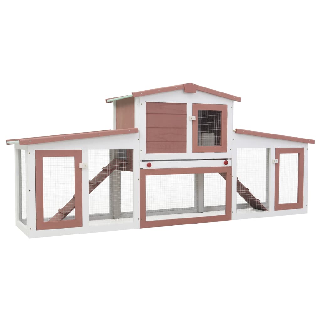vidaXL Rabbit Hutch Bunny Cage with Pull Out Tray and Ramp Solid Pine Wood VidaXL