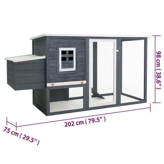 vidaXL Chicken Coop and Run Hen House with Nesting Box and Ramp Solid Wood VidaXL