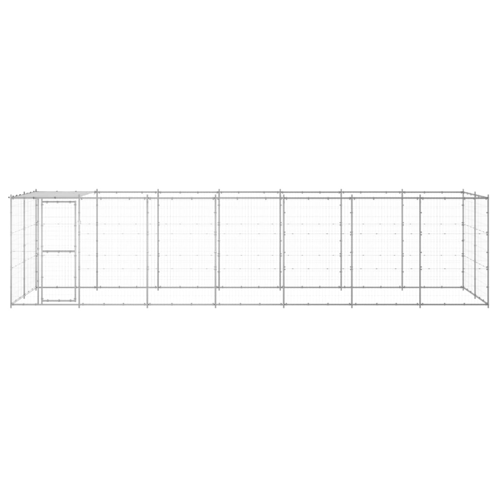 vidaXL Outdoor Dog Kennel Galvanized Steel with Roof 182.3 ft² VidaXL