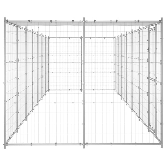 vidaXL Outdoor Dog Kennel Galvanized Steel with Roof 182.3 ft² VidaXL