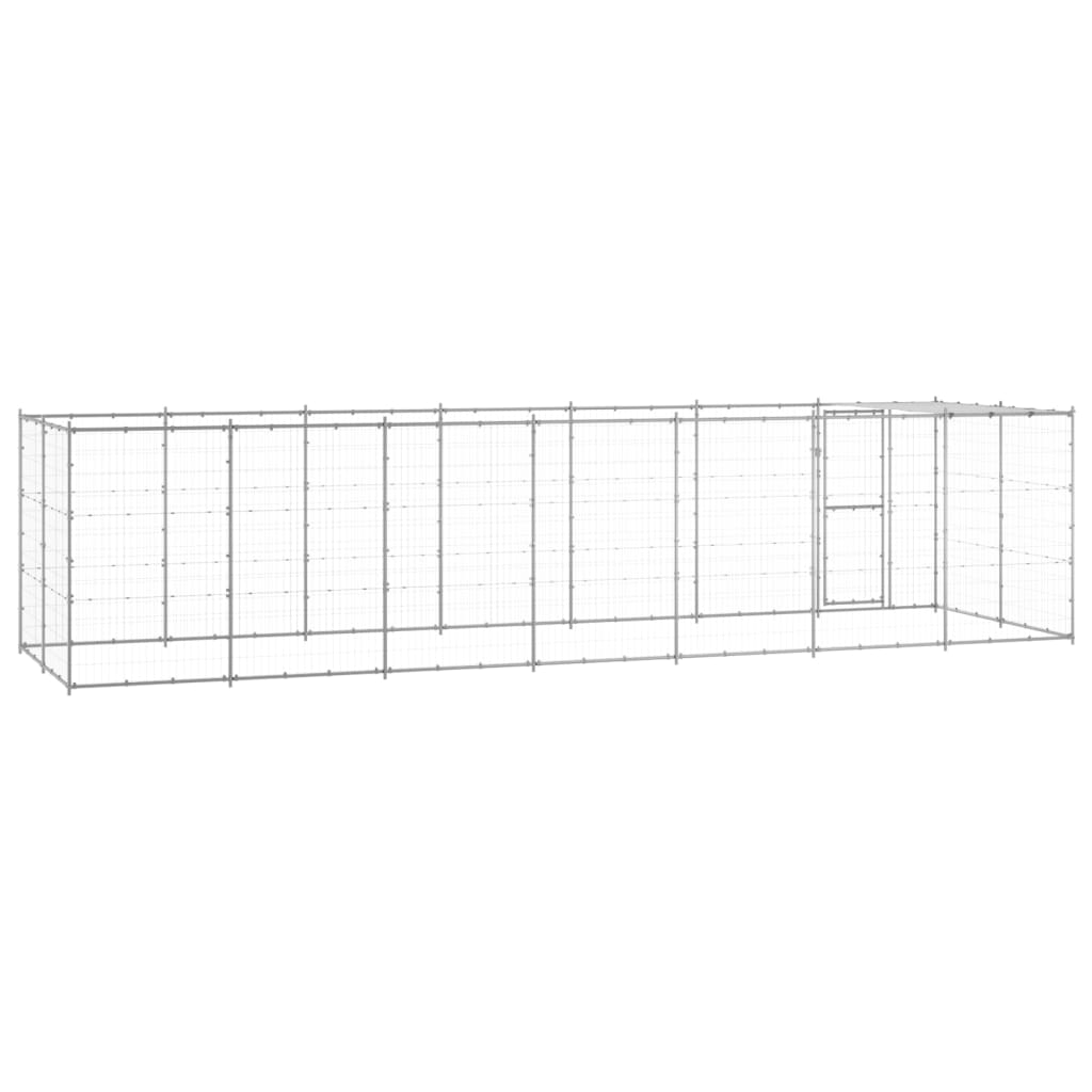 vidaXL Outdoor Dog Kennel Galvanized Steel with Roof 182.3 ft² VidaXL
