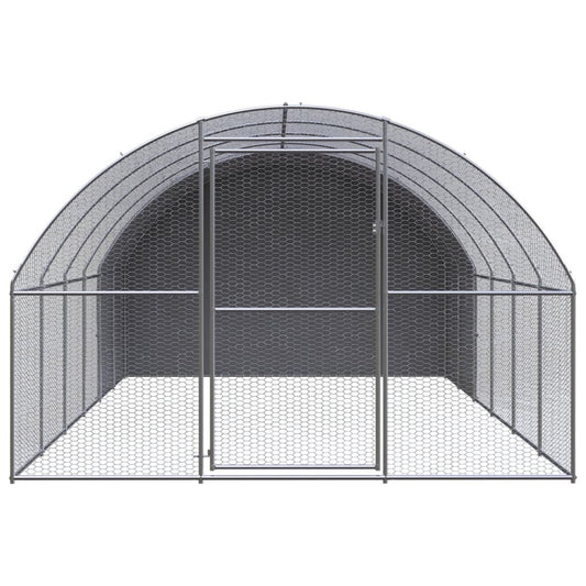 vidaXL Outdoor Chicken Coop 9.8'x19.7'x6.6' Galvanized Steel VidaXL