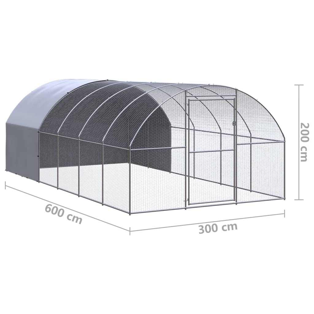 vidaXL Outdoor Chicken Coop 9.8'x19.7'x6.6' Galvanized Steel VidaXL
