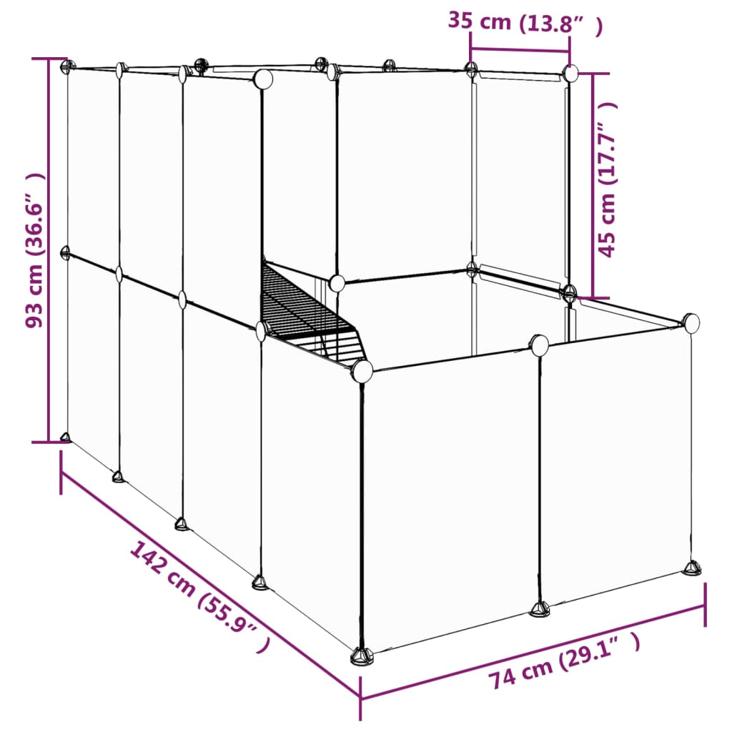 vidaXL Small Animal Cage DIY Small Animal House Rabbit Hutch PP and Steel VidaXL