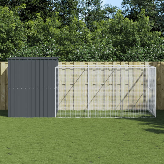 vidaXL Dog House Outdoor Dog Kennel Animal Cage with Roof Galvanized Steel VidaXL