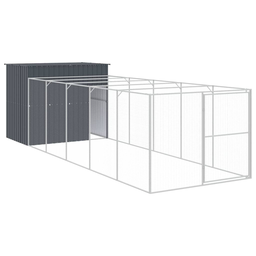 vidaXL Dog House Outdoor Dog Kennel Animal Cage with Roof Galvanized Steel VidaXL
