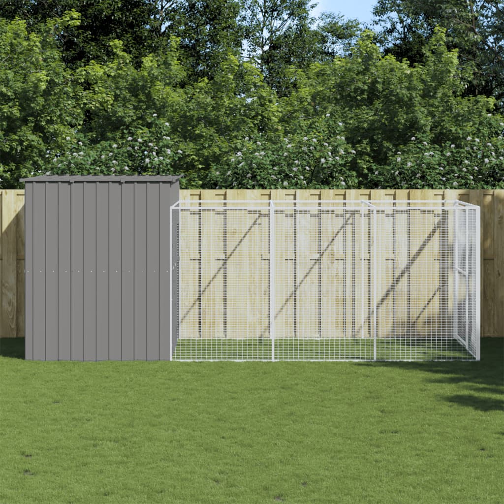 vidaXL Dog House Outdoor Dog Kennel Animal Cage with Roof Galvanized Steel VidaXL