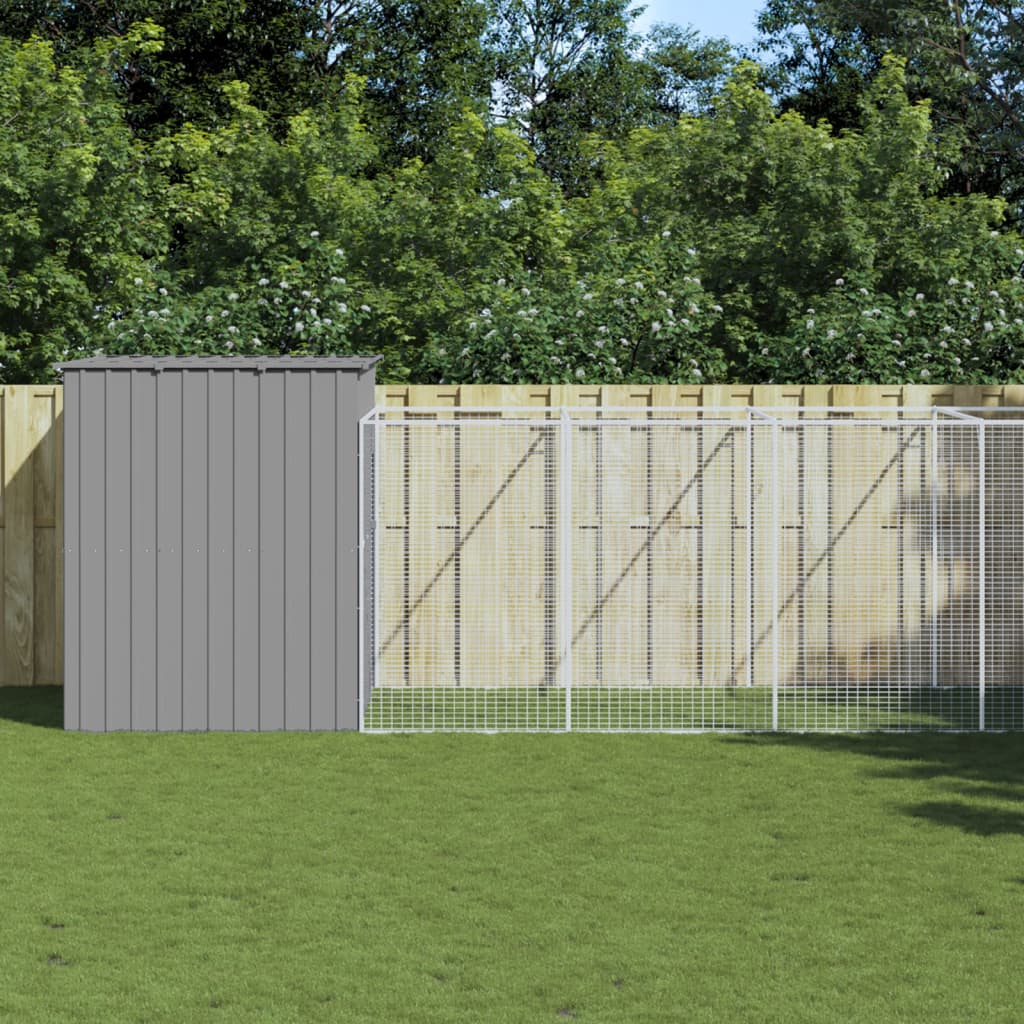 vidaXL Dog House Outdoor Dog Kennel Animal Cage with Roof Galvanized Steel VidaXL