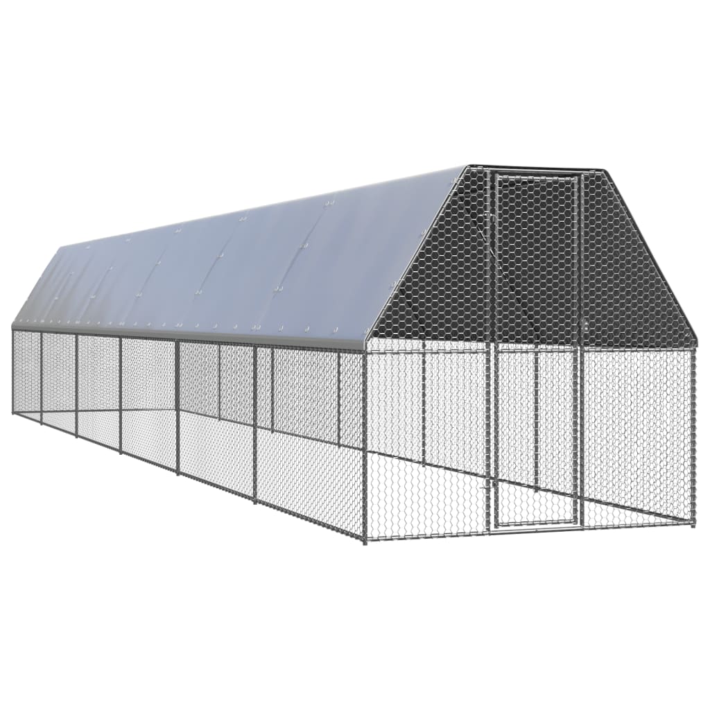 vidaXL Chicken Cage 6.6'x39.4'x6.6' Galvanized Steel VidaXL