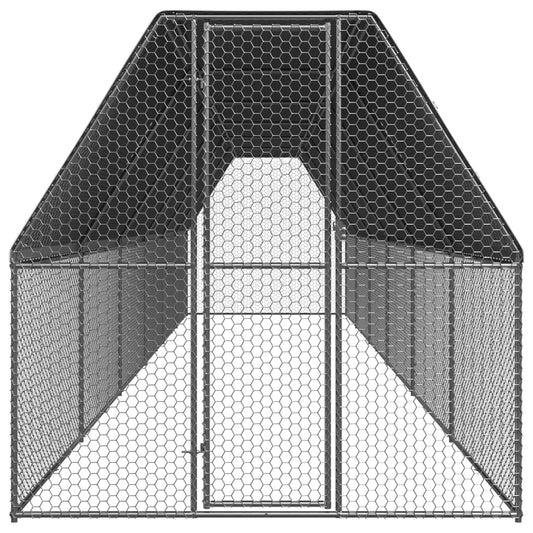 vidaXL Chicken Cage 6.6'x39.4'x6.6' Galvanized Steel VidaXL
