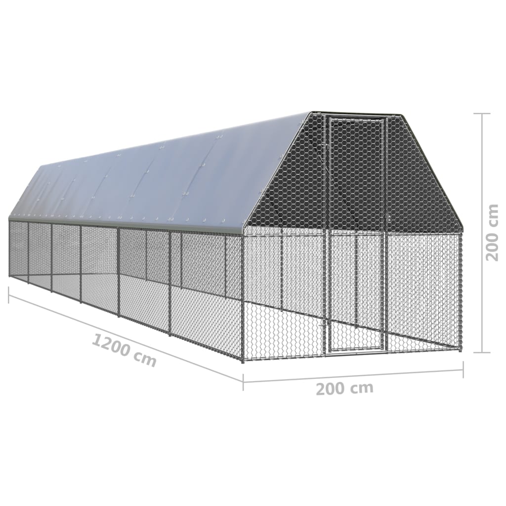 vidaXL Chicken Cage 6.6'x39.4'x6.6' Galvanized Steel VidaXL