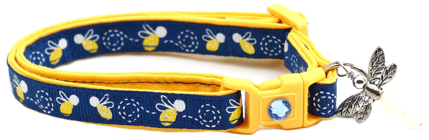 Fire Flies on Navy Cat Collar Pugs2Persians