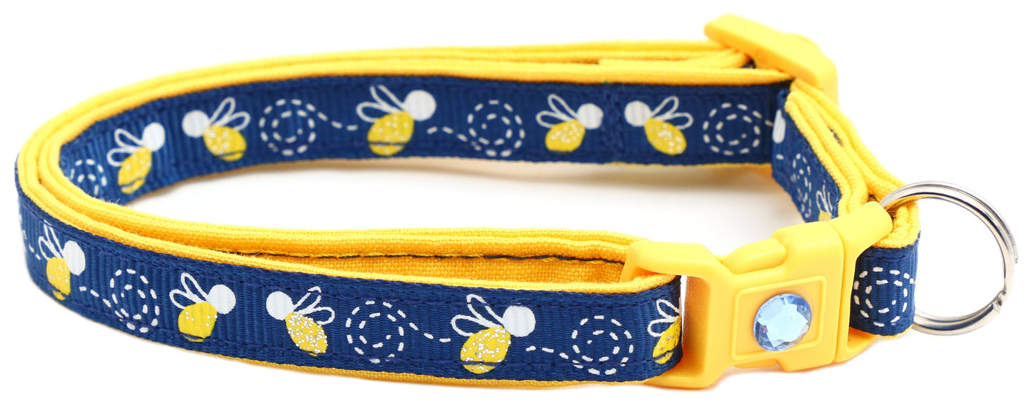 Fire Flies on Navy Cat Collar Pugs2Persians
