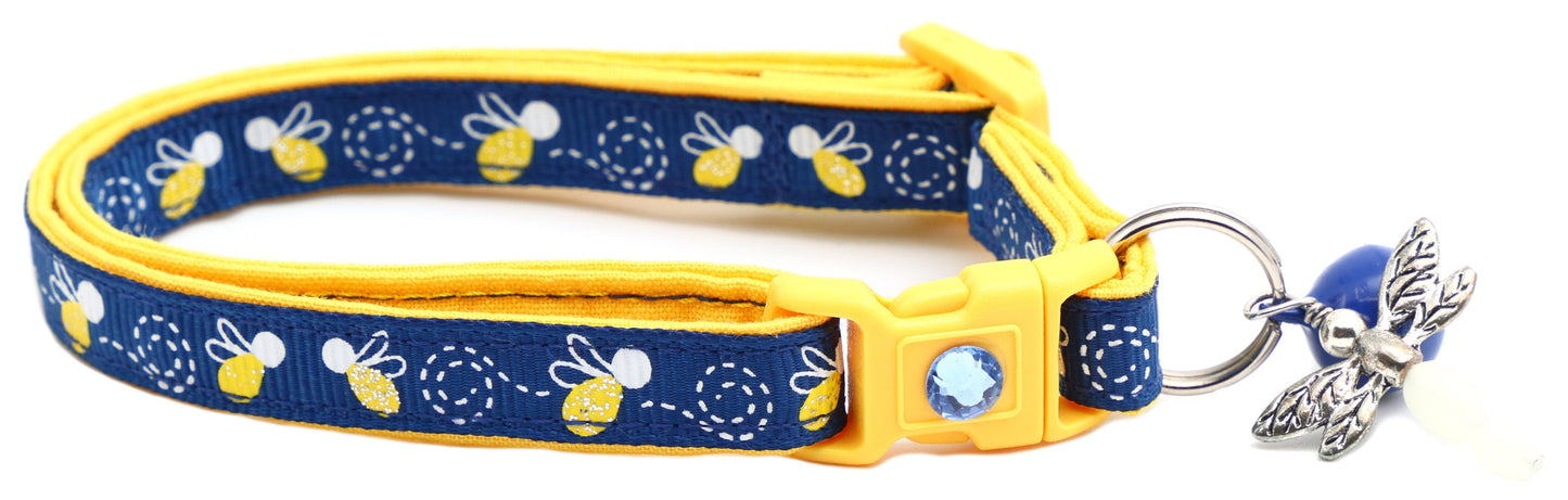 Fire Flies on Navy Cat Collar Pugs2Persians