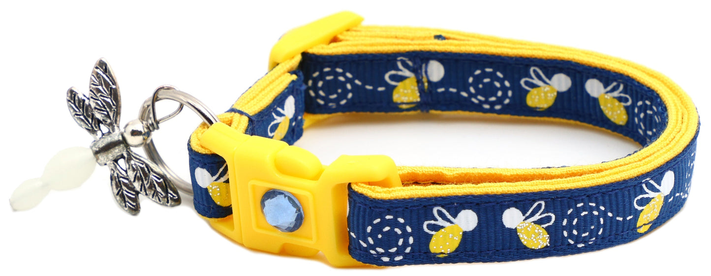 Fire Flies on Navy Cat Collar Pugs2Persians