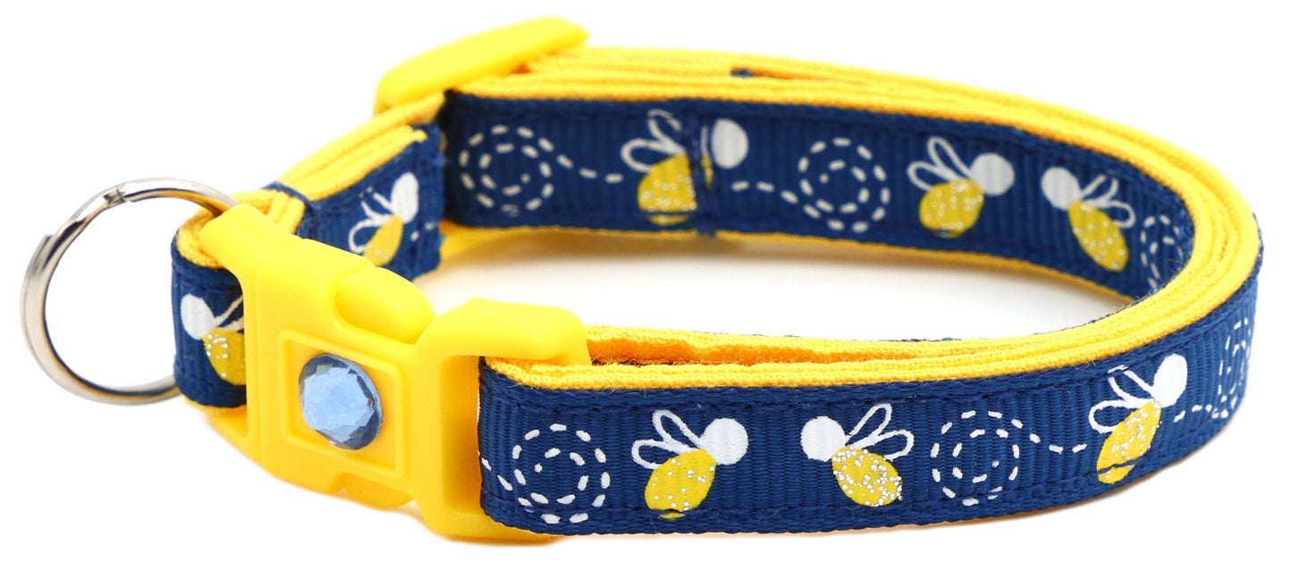 Fire Flies on Navy Cat Collar Pugs2Persians