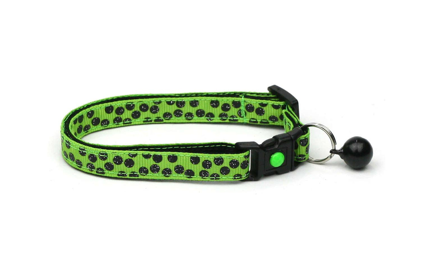 Black Dots on Bright Green Cat Collar Pugs2Persians