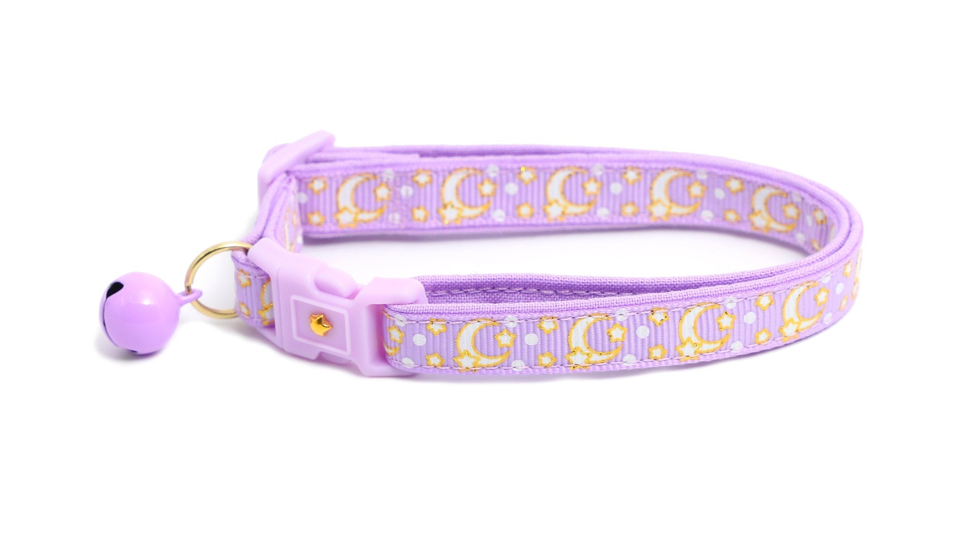 Gold Moons and Stars on Pastel Purple Cat Collar Pugs2Persians