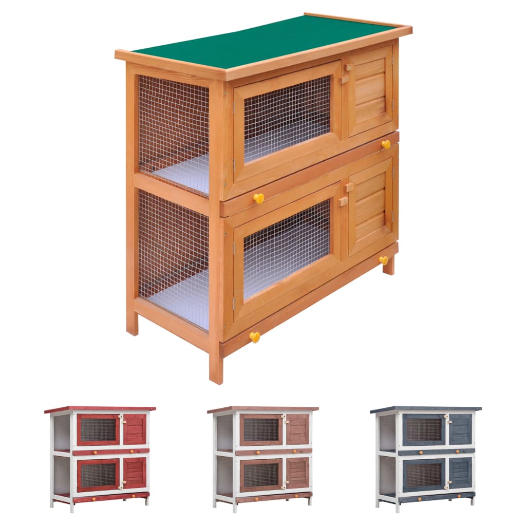 vidaXL Rabbit Hutch Bunny Cage Pet House for Small Animals Solid Pine Wood VidaXL